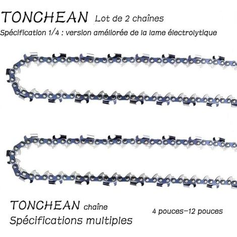 Guide Chaîne Tronçonneuse 2 Pièces 1/4 Pouce 32 Maillons Lame Galvanisée 16 Sections Faible Rebond