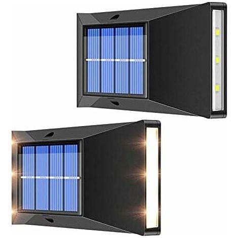 LED applique murale solaire IP65 étanche décorative pour jardin extérieur clôture patio balcon 2pcs (1/5)