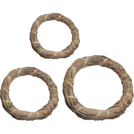 Hängende Strohkränze, geflochten, braun, aus Naturmaterial, 3er-Set zur Dekoration (1/5)