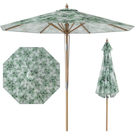 COSTWAY Ombrellone Da Giardino 270 Cm Ombrelloone Da Spiaggia Balcone Esterno Decentrato Antivento Isclinazione Regolabile Portatile Protezione Solare Legno G (1/5)