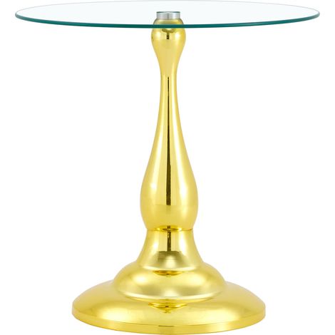 Tavolino rotondo in vetro temperato con base in metallo oro 50 x 51,5 cm MODENUIT (1/5)
