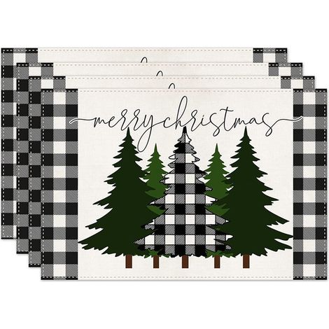 Placemat Navidad - Algodón Y Lino - Para Comedor Cocina Fiesta Exterior - Juego De 4 (1/5)