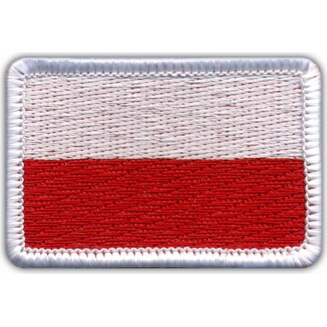 Aufnäher mit polnischer Flagge – Merrow-Weiß – zum Aufbügeln/Heißsiegeln – gestickter Aufnäher/Abzeichen/Emblem