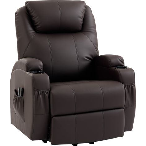 Fauteuil relax avec fonction relevage, télécommande incluse, porte-gobelet, dossier réglable, marron (1/5)