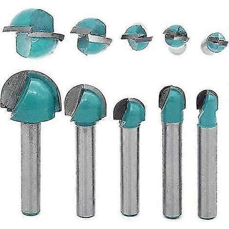 Lot de 5 fraises à rainurer rondes pour défonceuse CNC (queue de 6 mm), outils pour le travail du bois (6 mm/8 mm/10 mm/12 mm/18 mm). (1/4)