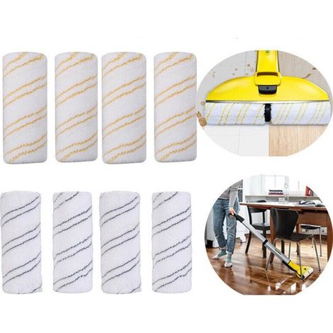 Set di rulli in microfibra，adatti per lavamoquette Karcher FC3 FC3D FC5 FC7. Rulli di ricambio in microfibra，8 pezzi (4 gialli + 4 grigi) (1/5)