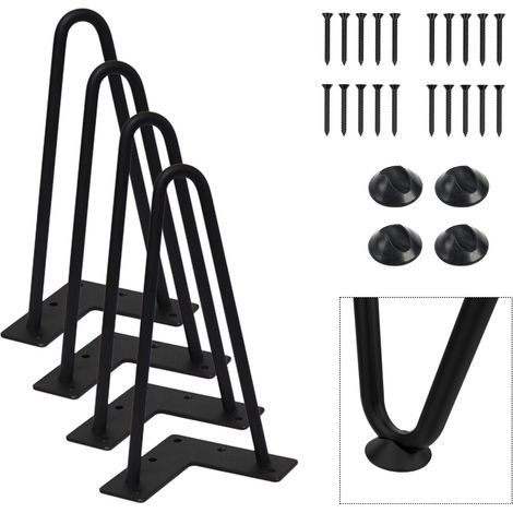 Pata de mesa de dos postes, apta para mesa de centro, mesa de comedor, mesita de noche, altura 15 cm (negra, 4 unidades) (1/5)