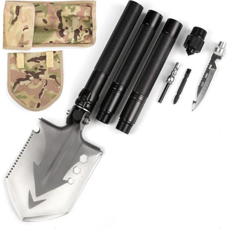 Survival Kit, 12 Functions, Folding, 82cm, Multifunctional Military Survival Kit for Camping, Survival, Hiking and Gardening (1/4)