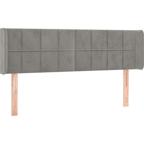 Testiera accessorio letto mobile camera da letto con bordo laterale 147 x 16 x 78/88 cm tessuto velluto grigio chiaro TDL0205254