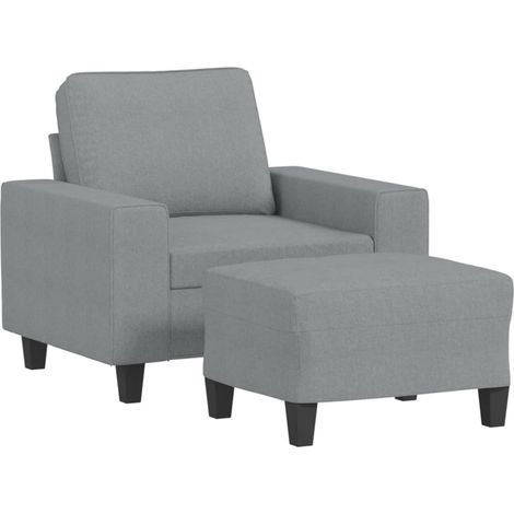 Maison Exclusive - Sessel mit Hocker Hellgrau 60 cm Stoff