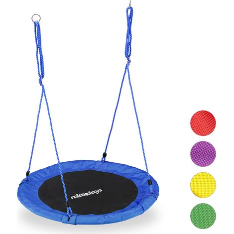 Relaxdays – Balançoire cocon ronde réglable 90 cm – Charge max 100 kg – Confort rembourré – Pour enfants et adultes – Corde robuste ajustable