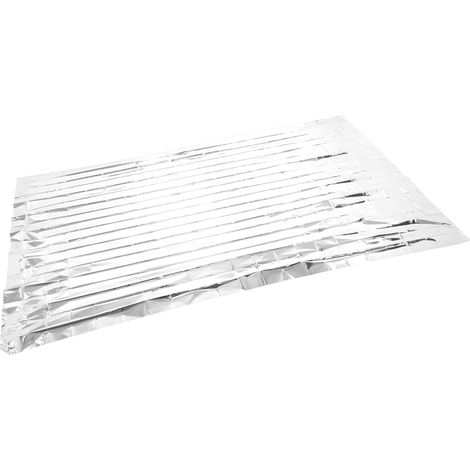 Couverture de survie en film aluminisé PET, pliable et portable, idéale pour camping, randonnée et urgences en plein air - 210x130 cm argentée (1/5)
