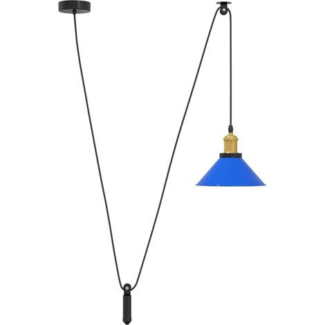 Lampe suspendue réglable hauteur E27 bleu foncé Ø 22 cm métal CFW997408 (1/5)