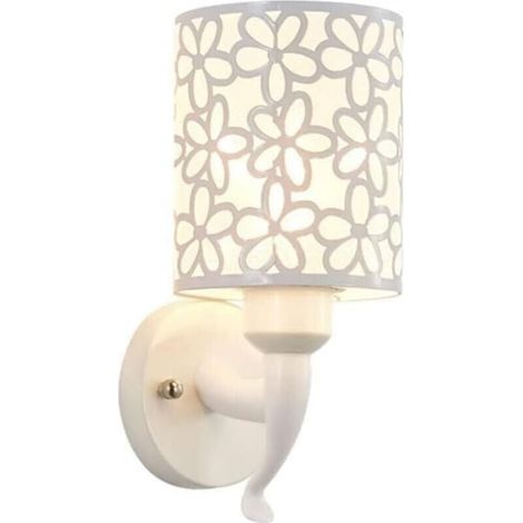 Modern Nordic style white LED wall light with floral lampshade for hallway, staircase, bedside, White (1/5)
