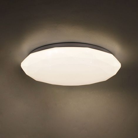 PLAFONIERA ROTONDA POLIGONALE A LED 36W EFFETTO STELLATO DIAMETRO 390 MM SILAMPLuce Fredda 6400k (1/5)