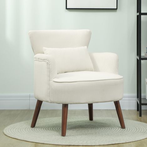Sessel Wohnzimmer gepolstert 69 cm Cremeweiß OKMYHOME (1/4)