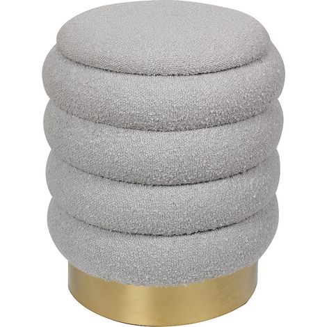 Pouf contenitore portaoggetti in Tessuto bouclette Grigio  - ESDALO