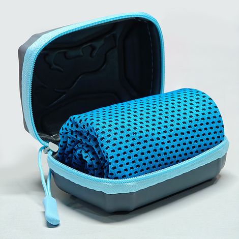 EVA-Sporthandtuch 30 x 100 cm – Sofortiger Kühleffekt, saugfähig und schnelltrocknend für Laufen und Outdoor-Fitness – Kompaktes Kühlzubehör mit Tasche, Himmelblau-x