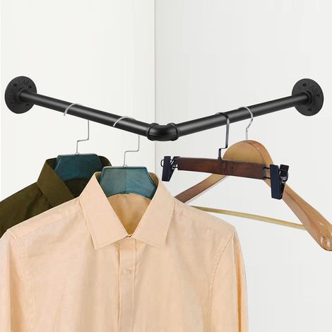 Penderie Murale 90° Portant à vêtement Industriel Porte Manteaux Amovible 46cm Cintre Industriel en Tube Robuste et Unique Charge maximale 20 kg pour Maison Vestiaire Décoration (1/5)