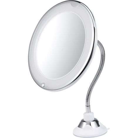 Miroir Rond de Table avec Tube LED et Ventouse, Cosmétique Portable Retouches Maquillage (1/5)