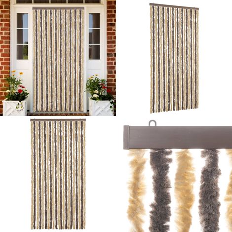 Fliegenvorhang Dunkelbraun und Beige 90x220 cm Chenille - Fliegenvorhang - Insektenschutz - Türvorhang - Moskitonetze - Sommergarten - Home & Living