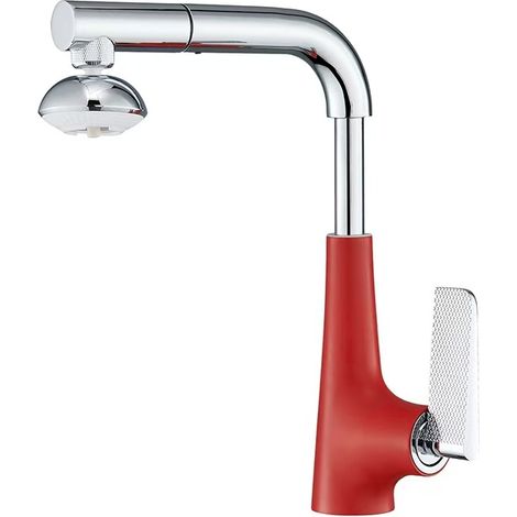 Robinet de Cuisine Argent avec Douchette Extractible - Mitigeur 2 Fonctions (Jet/Douche) - Bec Pivotant 360° - Filtre Amovible - Laiton Sans Plomb - Design Moderne (1/4)