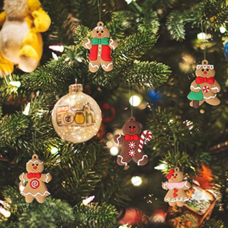 Pendentif Pain D Epice - Decoration De Noel En Plastique Souple - Pour Arbre De Noel Petit Ou Moyen - Lot De 6 (1/5)