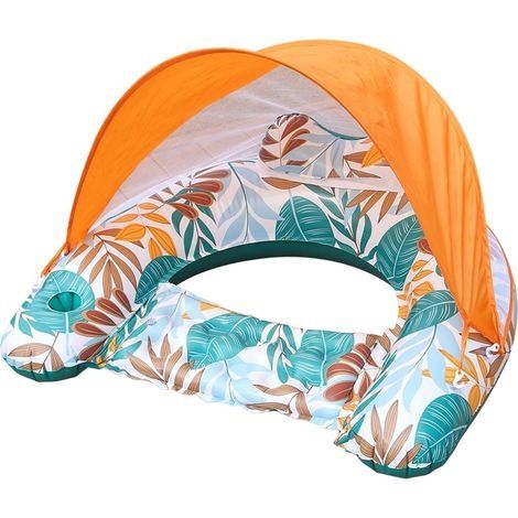 Matelas Flottant avec Auvent pour Adultes Chaise Flottante Gonflable Flotteurs de Piscine avec appuie-tête - pour Plage, lac, rivière, Vacances d'été, activités Nautiques en Plein air (1/5)