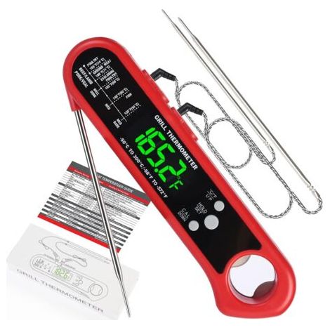 SABIR Thermomètre à viande à lecture instantanée, thermomètre à viande 3 en 1 avec trois sondes, thermomètre de barbecue étanche avec rétroéclairage et étalonnage, thermomètre de cuisine facile à util (1/4)