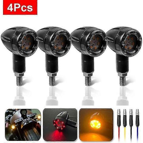 Lot de 2/4 clignotants LED ambre pour motos (Harley, Honda, Suzuki, 12 V universels), mini-ampoules (1/5)