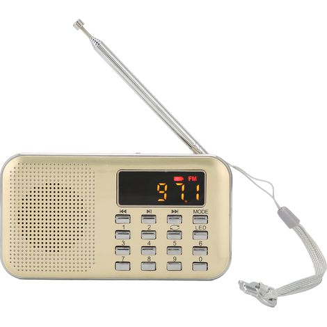 Mini haut-parleur de carte radio portable pour seniors, caisson de basses, versions anglaise et chinoise, MP3, or (1/5)