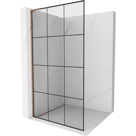 Mexen Kioto L Walk-in-Duschwand 100 x 200 cm, schwarzes Muster, roségold - 800-100-103-60-77 (1/5)