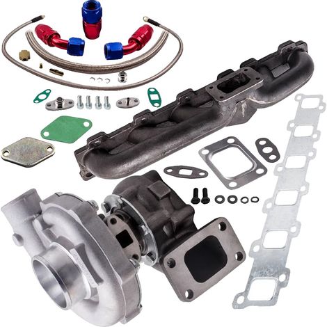 Kit de turbocompresseur, compatibilité 400+ HP, pression maximale de 18 PSI, palier flottant humide, taille de turbine 74.2, taille de compresseur 48.1 (1/5)