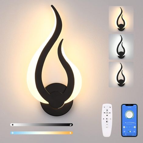 LED-Wandleuchte, 10 W, 2,4-GHz-Fernbedienung, dimmbar, 3 Farben, Schwarz, Schlafzimmer/Büro (1/5)