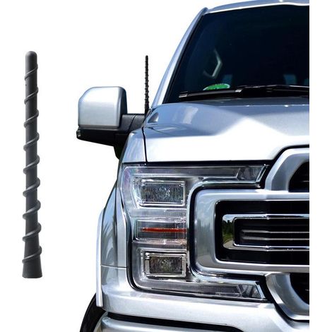 2 antennes spirales de 7 pouces, embouts d'antenne universels étanches en caoutchouc PVC flexible, adaptés aux camions, voitures et SUV (noir) (1/5)