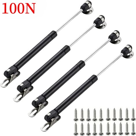 (4 pièces noires - 20 cm) Charnières de meubles, vérins à gaz 100 N/10 kg, ressorts de maintien pour portes de placards et couvercles de cuisine, support pneumatique (1/5)