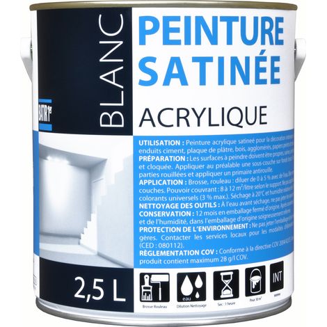 Peinture Acrylique satin 2.5 litres blanc - BATIR (1/3)