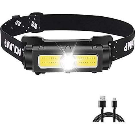 Lampe frontale puissante 1000 lumens, rechargeable, LED, lumière rouge et blanche, aimant détachable, 7 modes d'éclairage, idéale pour la course, le camping et la pêche