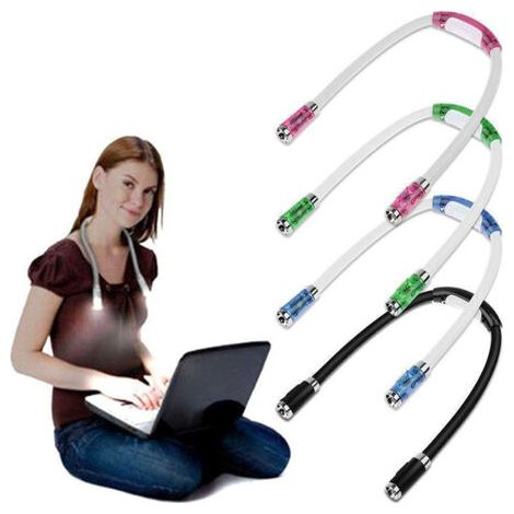 Lot de 4 lampes de lecture LED pour le cou, rechargeables par USB, flexibles, 4 modes, lampe de chevet mains libres