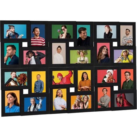 Un cadre photo collage pouvant contenir 24 photos (10x15 cm), fabriqué en panneau de fibres de moyenne densité noir. (1/5)