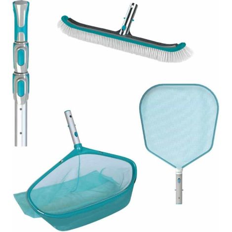 Bayrol – Pack entretien piscine – Manche télescopique aluminium 1,5 à 4,5 m – Épuisette de fond 50 cm – Brosse murale 50 cm (1/5)