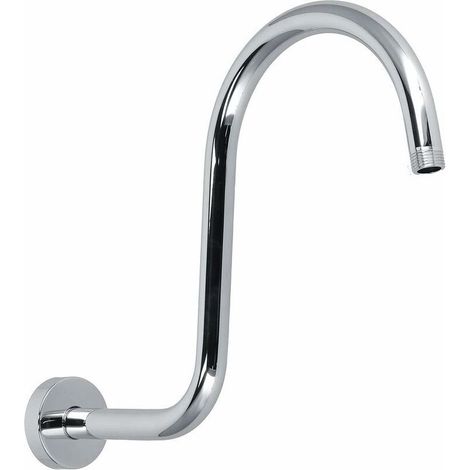 Bras de douche en forme de S, extension de bras de douche à col de cygne Remplacement de tuyau en acier inoxydable massif robuste pour pommeau de douche de salle de bain (bras de douche plaqué) (1/4)