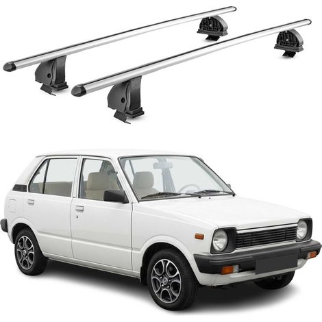 OMAC Barres de toit transversales en aluminium pour Suzuki Alto SS 1979-1984 – TÜV / DIN 75302:2019 – Antivol inclus – Charge max 75 kg – 2 barres – Gris (1/4)