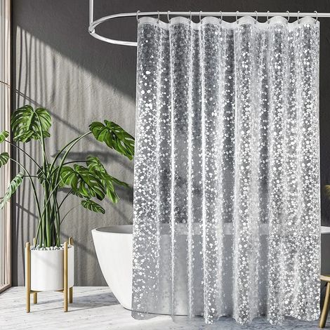 Rideau de douche moderne 3D anti-moisissure avec crochet, imperméable, transparent, blanc, L 180 x H 220 cm (1/5)