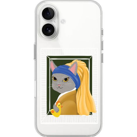 Custodia Flexi in silicone trasparente per iPhone 16 Plus, gattino e pollo (1/5)