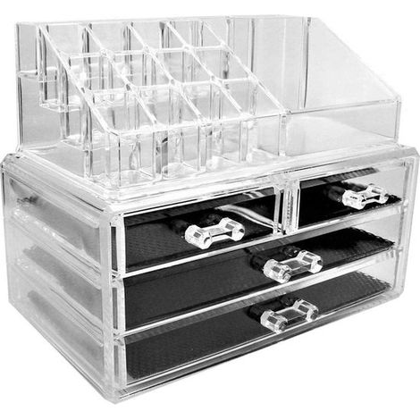 Make-up-Organizer mit 4 transparenten Schubladen und Fächern – Aufbewahrungssystem für Kosmetikartikel (1/5)
