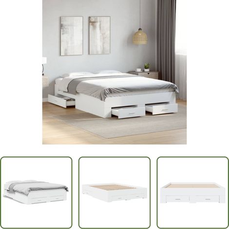 Schubladenbett - Bettgestell mit Schubladen Weiß 120x200 cm Holzwerkstoff (1/5)
