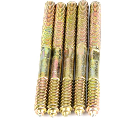 Cheville Filetée Double Mèche pour Meuble en Bois, Connecteur de Menuiserie (10x120mm, Lot de 5) (1/5)