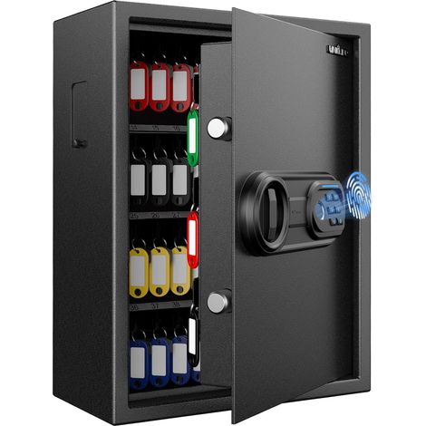 Coffret à Clés 71 Emplacements, Coffret à Clés Murale avec Serrure à Code et Clé, Armoire à Clés Empreinte Digitale Fente Dépôt Clés Antivol Clavier, Coffre-Fort Clés Bureau Hôtel Entreprise (1/5)