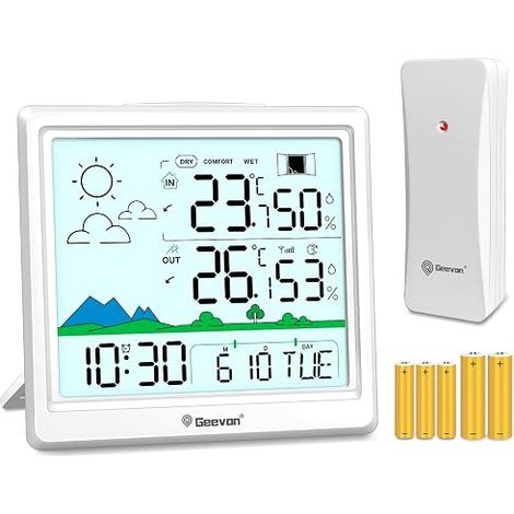 Weather station with wireless outdoor sensor, accurate and user-friendly weather forecast, reliable data transmission, design for use (1/5)